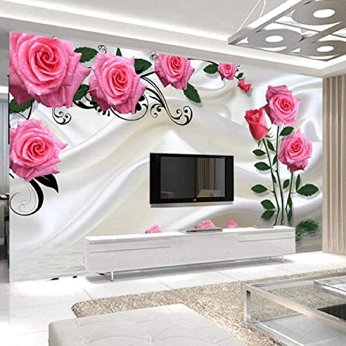 3D Fototapete Wandtattoos Romantische Rose Blume Moderne Wohnzimmer TV Hintergrund Wandbild Diy Selbstklebende Wandbild Tapete Wanddekoration fototapete 3d Vlies wandbild Schlafzimmer-200cm×140cm von XLMING