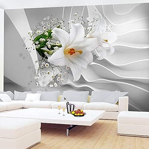 3D Lilie Tapete Wohnzimmer Schlafzimmer Büro Flur Moderne Wanddekoration TV Wandbild Tapete Wohnzimmer die fototapete 3d Vlies wandbild Schlafzimmer-200cm×140cm von XLMING