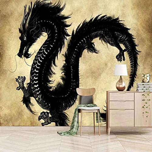 3D Panorama Tapete Angezeigte Malerei Drachen Tier Schwarz Tapisserie Foto Poster Wandtische Wohnzimmer Kinderzimme 3d Tapete Wanddekoration fototapete wandbild Schlafzimmer Wohnzimmer-150cm×105cm von XLMING