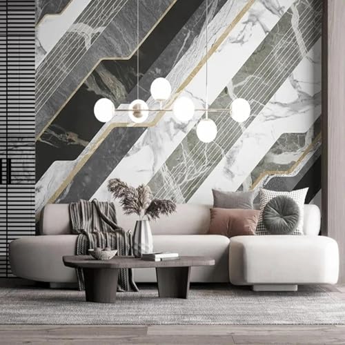 Abstrakt Minimalistisch Geometrisch Linien Marmorimitation 3D Tapeten Tapete Luxus Home Esszimmer Fototapete Effekt Wohnzimmer Schlafzimmer Kinderzimmer-350cm×256cm von XLMING