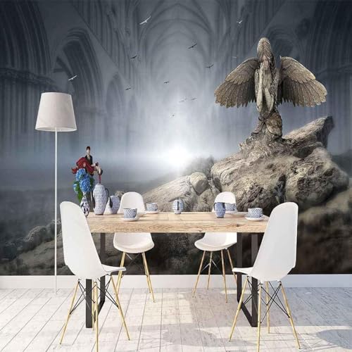Abstrakte Architektur Karikatur Engel Statue Figur 3D Tapeten Tapete Luxus Home Esszimmer Fototapete Effekt Wohnzimmer Schlafzimmer Kinderzimmer-350cm×256cm von XLMING