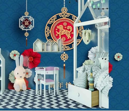 Einfache Blaue Kreative Blumen 3D Tapeten Tapete Luxus Home Esszimmer Fototapete Effekt Wohnzimmer Schlafzimmer Kinderzimmer-200cm×140cm von XLMING