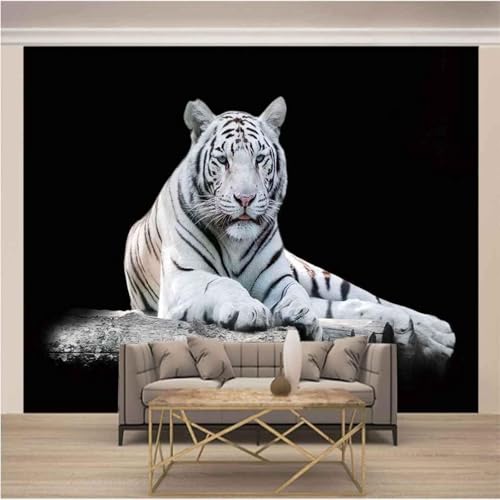 Einfacher Dreidimensionaler Weißer Tier Tiger 3D Tapeten Tapete Luxus Home Esszimmer Fototapete Effekt Wohnzimmer Schlafzimmer Kinderzimmer-150cm×105cm von XLMING