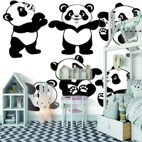 Einfacher Handgezeichneter Schwarz Weißer Pandabär 3D Tapeten Tapete Luxus Home Esszimmer Fototapete Effekt Wohnzimmer Schlafzimmer Kinderzimmer-250cm×170cm von XLMING