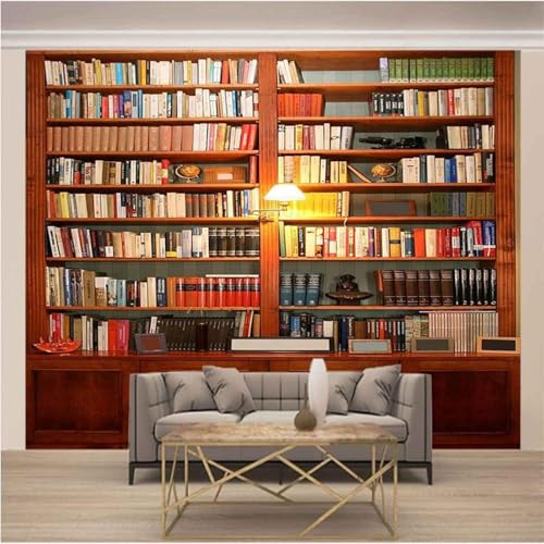 Einfaches Dreidimensionales Rotes Bücherregal Bücher 3D Tapeten Tapete Luxus Home Esszimmer Fototapete Effekt Wohnzimmer Schlafzimmer Kinderzimmer-150cm×105cm von XLMING