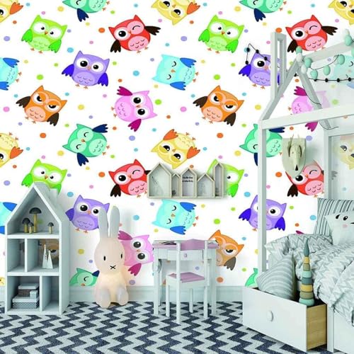 Handgemalte Mehrfarbige Cartoon Tier Eule 3D Tapeten Tapete Luxus Home Esszimmer Fototapete Effekt Wohnzimmer Schlafzimmer Kinderzimmer-400cm×280cm von XLMING