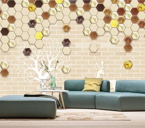 Kubischer Kleiner Baum Elch Ziegelmauer Geometrische Figur 3D Tapete Hochwertige Strukturierte Seide Wohnzimmer Sofa Schlafzimmer Esszimmer Home Dekoration-350cm×256cm Kubischer Kleiner Baum Elch Ziegelmauer Geometrische Figur 3D Tapete Hochwertige Strukturierte Seide Wohnzimmer Sofa Schlafzimmer Esszimmer Home Dekoration-350cm×256cm von XLMING