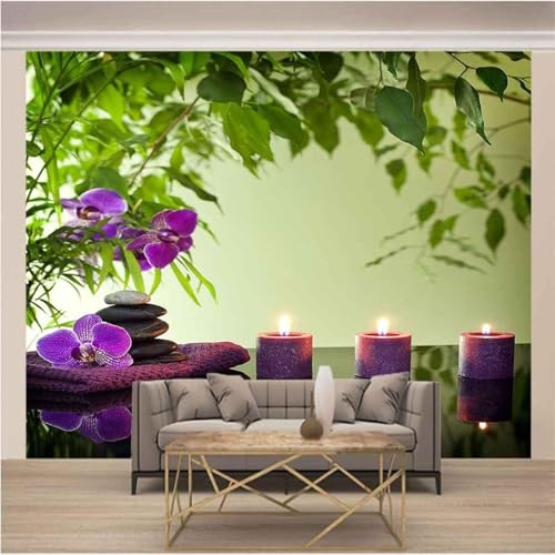 Lila Blumen Kerzen Grüne Blätter Kieselsteine 3D Tapeten Tapete Luxus Home Esszimmer Fototapete Effekt Wohnzimmer Schlafzimmer Kinderzimmer-250cm×170cm Lila Blumen Kerzen Grüne Blätter Kieselsteine 3D Tapeten Tapete Luxus Home Esszimmer Fototapete Effekt Wohnzimmer Schlafzimmer Kinderzimmer-250cm×170cm von XLMING