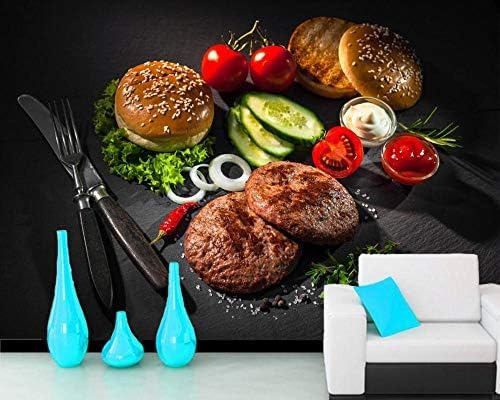 Messer Sandwiches Fleisch Gemüse Essen Tapete 3D Fast Food Restaurant Wohnzimmer Sofa Tv Wandbehang Küche Rest 3D Tapete Effekt Tv Sofa Die Fototapete Wandbild Wohnzimmer Schlafzimmer-200cm×140cm von XLMING