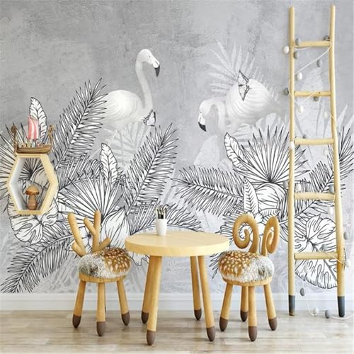 Pflanzenblatt Flamingo Vintage Art Schmetterling 3D Tapete Premium Strukturierte Seide Speisesaal Arbeitszimmer Wohnzimmer Schlafzimmer Sofa TV Wand-150cm×105cm Pflanzenblatt Flamingo Vintage Art Schmetterling 3D Tapete Premium Strukturierte Seide Speisesaal Arbeitszimmer Wohnzimmer Schlafzimmer Sofa TV Wand-150cm×105cm von XLMING