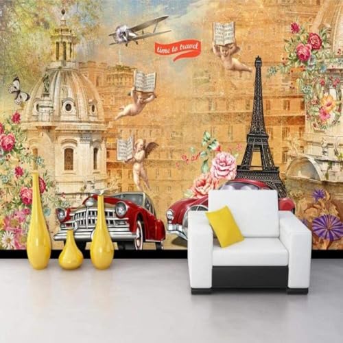 Retro Kunst Architektur Kleine Engel Oldtimer Blumen 3D Tapete Premium Strukturierte Seide Speisesaal Arbeitszimmer Wohnzimmer Schlafzimmer Sofa TV Wand-250cm×170cm Retro Kunst Architektur Kleine Engel Oldtimer Blumen 3D Tapete Premium Strukturierte Seide Speisesaal Arbeitszimmer Wohnzimmer Schlafzimmer Sofa TV Wand-250cm×170cm von XLMING