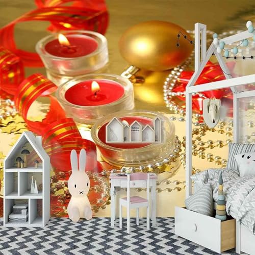 Rote Kerze Golden Hanging Ball Kunst 3D Tapeten Tapete Luxus Home Esszimmer Fototapete Effekt Wohnzimmer Schlafzimmer Kinderzimmer-250cm×170cm von XLMING