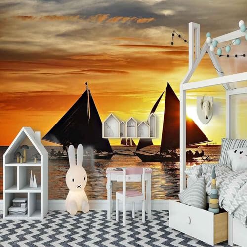 Stereo Sonnenuntergang Meer Segelboot 3D Tapeten Tapete Luxus Home Esszimmer Fototapete Effekt Wohnzimmer Schlafzimmer Kinderzimmer-200cm×140cm Stereo Sonnenuntergang Meer Segelboot 3D Tapeten Tapete Luxus Home Esszimmer Fototapete Effekt Wohnzimmer Schlafzimmer Kinderzimmer-200cm×140cm von XLMING