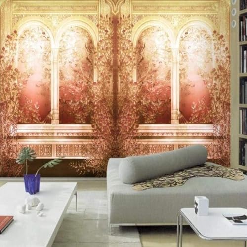 XLMING Abstrakt Kunst Torbogen Großer Baum Traumhaft Blumen 3D Tapete Premium Strukturierte Seide Speisesaal Arbeitszimmer Wohnzimmer Schlafzimmer Sofa TV Wand-400cm×280cm von XLMING