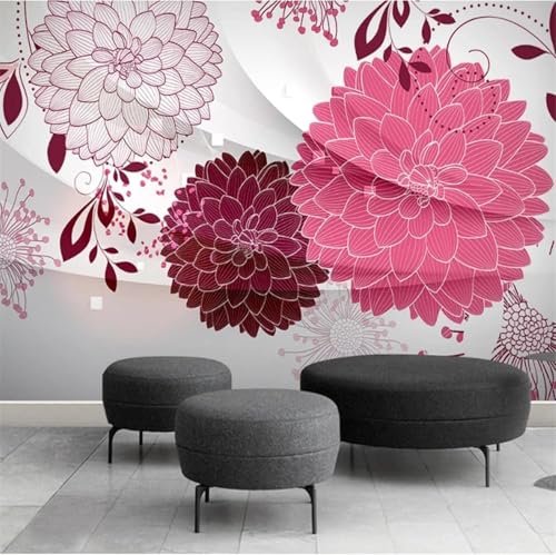 XLMING Abstrakte Kubische Blume Kreativ Personalisiert 3D Tapete Premium Strukturierte Seide Speisesaal Arbeitszimmer Wohnzimmer Schlafzimmer Sofa TV Wand-400cm×280cm von XLMING