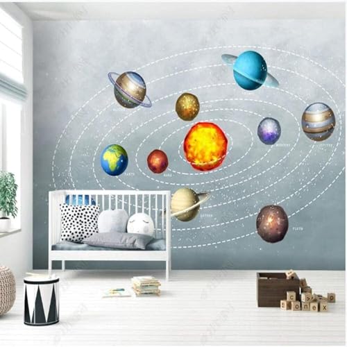 XLMING Cartoon Kunst Weltraum Galaxie Planet 3D Tapete Hochwertige Strukturierte Seide Wohnzimmer Sofa Schlafzimmer Esszimmer Home Dekoration-300cm×210cm von XLMING