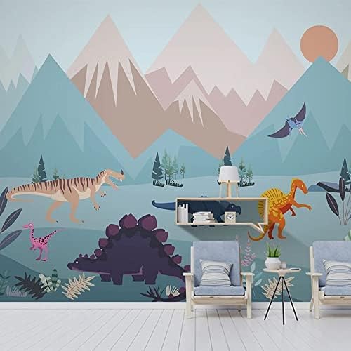 XLMING Dinosaurier Welt Cartoon Tiere Schnee Berg Landschaft Kinderzimmer Hintergrund Wand 3D Tapete-200cm×140cm von XLMING