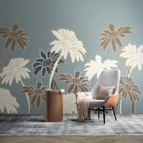 XLMING Einfache Handgezeichnete Retro Linie Pflanze Blume 3D Tapeten Tapete Seidigkeit Home Esszimmer Möbel Sofa Schlafzimmer Wohnzimmer TV Hintergrund-430cm×300cm von XLMING
