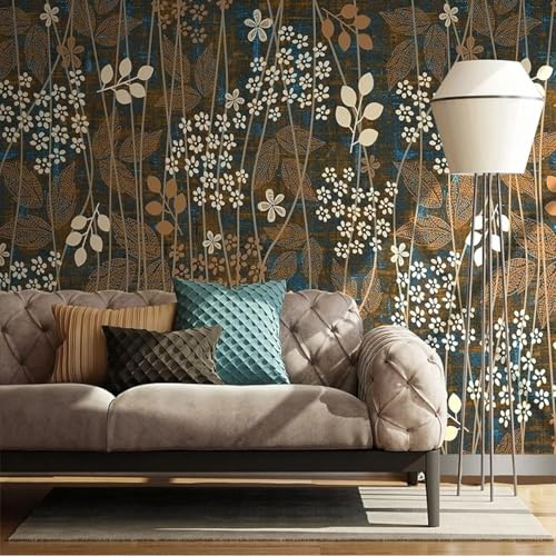 XLMING Einfache Linie Retro Design Blumenmuster 3D Tapeten Tapete Seidigkeit Home Esszimmer Möbel Sofa Schlafzimmer Wohnzimmer TV Hintergrund-200cm×140cm von XLMING