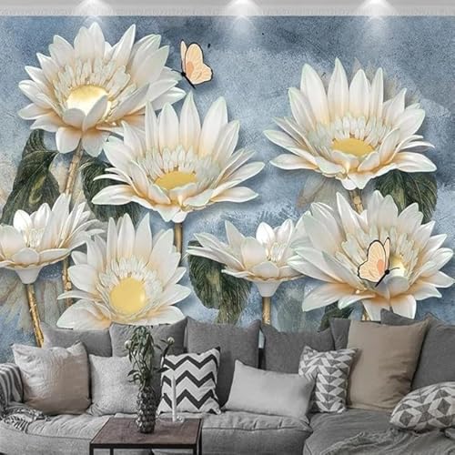 XLMING Einfache Stereo Pflanze Blume Schmetterling 3D Tapete Hochwertige Strukturierte Seide Wohnzimmer Sofa Schlafzimmer Esszimmer Home Dekoration-400cm×280cm von XLMING
