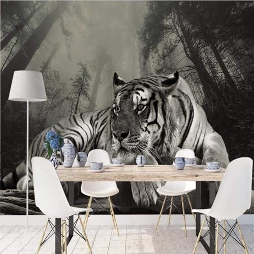 XLMING Einfacher Retro Nacht Tiger Wald 3D Tapete Hochwertige Strukturierte Seide Wohnzimmer Sofa Schlafzimmer Esszimmer Home Dekoration-300cm×210cm von XLMING