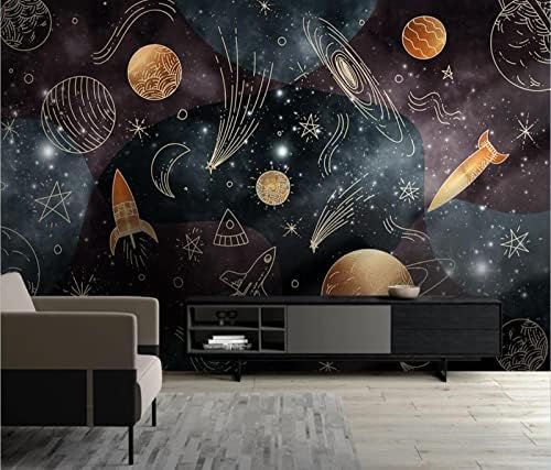 XLMING Einfaches Licht Luxus Stern Planeten Natur Schlafzimmer Sofa Wohnzimmer Tv Hintergrund Wand 3D Tapete-250cm×170cm von XLMING
