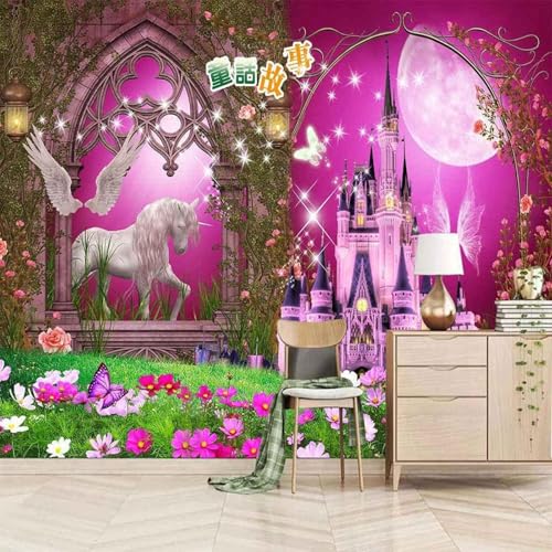 XLMING Fantasie Schloss Schmetterling Blume Tier Pferde 3D Tapete Premium Strukturierte Seide Speisesaal Arbeitszimmer Wohnzimmer Schlafzimmer Sofa TV Wand-350cm×256cm XLMING Fantasie Schloss Schmetterling Blume Tier Pferde 3D Tapete Premium Strukturierte Seide Speisesaal Arbeitszimmer Wohnzimmer Schlafzimmer Sofa TV Wand-350cm×256cm von XLMING