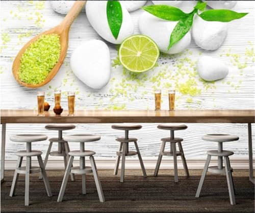 XLMING Fresh Art Line Holz Zitrone Grünes Blatt 3D Tapete Hochwertige Strukturierte Seide Wohnzimmer Sofa Schlafzimmer Esszimmer Home Dekoration-250cm×170cm von XLMING