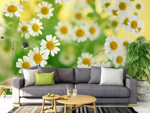 XLMING Frische Einfache Weiße Blumen In Stereo 3D Tapete Premium Strukturierte Seide Speisesaal Arbeitszimmer Wohnzimmer Schlafzimmer Sofa TV Wand-350cm×256cm von XLMING