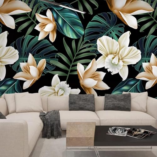 XLMING Frische Grüne Tropische Pflanze Blatt Blume 3D Tapete Hochwertige Strukturierte Seide Wohnzimmer Sofa Schlafzimmer Esszimmer Home Dekoration-250cm×170cm von XLMING