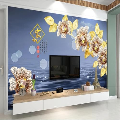 XLMING Frische Nur Schöne Perle Goldene Blume 3D Tapeten Tapete Seidigkeit Home Esszimmer Möbel Sofa Schlafzimmer Wohnzimmer TV Hintergrund-150cm×105cm von XLMING