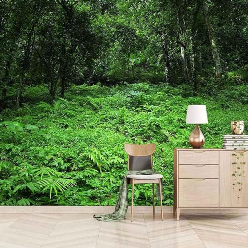 XLMING Frischer Kubischer Grüner Dschungel 3D Tapete Premium Strukturierte Seide Speisesaal Arbeitszimmer Wohnzimmer Schlafzimmer Sofa TV Wand-400cm×280cm von XLMING