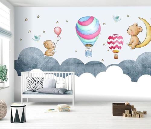 XLMING Hand Gezeichnet Cartoon Bär Heißluftballon Sterne Mond 3D Tapete Hochwertige Strukturierte Seide Wohnzimmer Sofa Schlafzimmer Esszimmer Home Dekoration-350cm×256cm XLMING Hand Gezeichnet Cartoon Bär Heißluftballon Sterne Mond 3D Tapete Hochwertige Strukturierte Seide Wohnzimmer Sofa Schlafzimmer Esszimmer Home Dekoration-350cm×256cm von XLMING