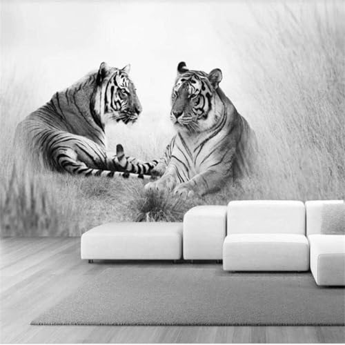 XLMING Handgemalt Retro Kunst Schwarz Weiß Tiger Natur 3D Tapete Premium Strukturierte Seide Speisesaal Arbeitszimmer Wohnzimmer Schlafzimmer Sofa TV Wand-250cm×170cm XLMING Handgemalt Retro Kunst Schwarz Weiß Tiger Natur 3D Tapete Premium Strukturierte Seide Speisesaal Arbeitszimmer Wohnzimmer Schlafzimmer Sofa TV Wand-250cm×170cm von XLMING