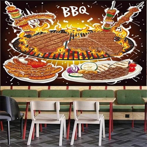 XLMING Handgemalt Tafel Grillen Steak Fastfood Restaurant Imbiss 3D Tapete Premium Strukturierte Seide Speisesaal Arbeitszimmer Wohnzimmer Schlafzimmer Sofa TV Wand-200cm×140cm XLMING Handgemalt Tafel Grillen Steak Fastfood Restaurant Imbiss 3D Tapete Premium Strukturierte Seide Speisesaal Arbeitszimmer Wohnzimmer Schlafzimmer Sofa TV Wand-200cm×140cm von XLMING