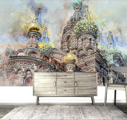 XLMING Handgemalte Klassische Anime Schloss Kunst 3D Tapete Premium Strukturierte Seide Speisesaal Arbeitszimmer Wohnzimmer Schlafzimmer Sofa TV Wand-150cm×105cm von XLMING