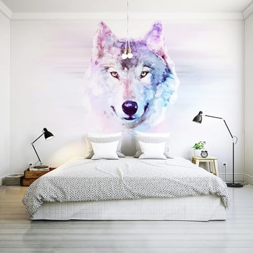 XLMING Handgemalte Kunst Bunter Waldwolf 3D Tapeten Tapete Seidigkeit Home Esszimmer Möbel Sofa Schlafzimmer Wohnzimmer TV Hintergrund-200cm×140cm von XLMING