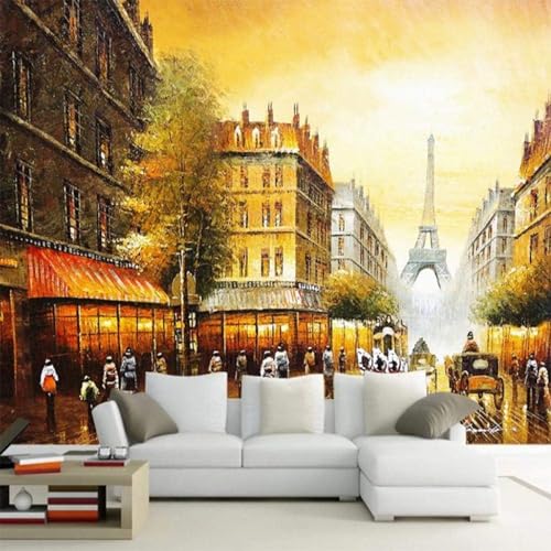 XLMING Handgemalte Kunst Goldene Stadt Architektur Turm 3D Tapete Premium Strukturierte Seide Speisesaal Arbeitszimmer Wohnzimmer Schlafzimmer Sofa TV Wand-250cm×170cm von XLMING