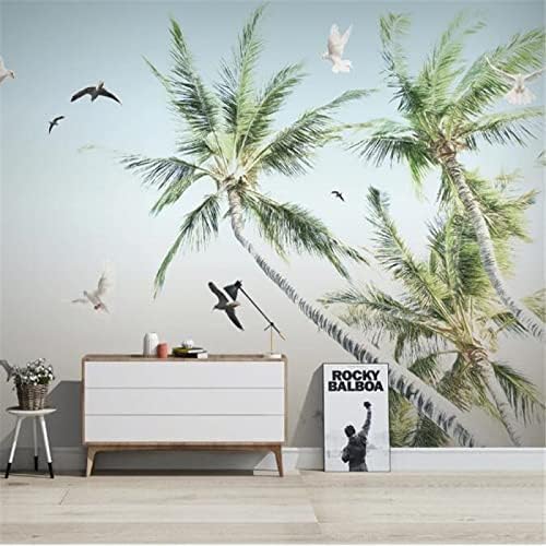 XLMING Handgemalte Pflanzen Bäume Küsten Meer Einfach Schlafzimmer Wohnzimmer Tv Hintergrund Wand 3D Tapete-300cm×210cm von XLMING