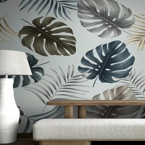 XLMING Handgemalte Vintage Aquarelle Tropische Pflanzen Bananenblatt 3D Tapete Premium Strukturierte Seide Speisesaal Arbeitszimmer Wohnzimmer Schlafzimmer Sofa TV Wand-250cm×170cm von XLMING