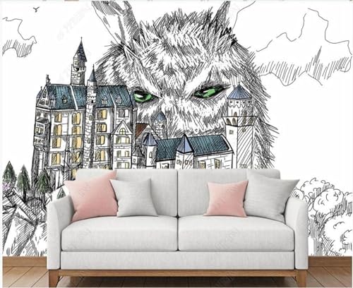 XLMING Handgezeichnete Linienkunst Niedliches Schlosstier 3D Tapete Hochwertige Strukturierte Seide Wohnzimmer Sofa Schlafzimmer Esszimmer Home Dekoration-150cm×105cm XLMING Handgezeichnete Linienkunst Niedliches Schlosstier 3D Tapete Hochwertige Strukturierte Seide Wohnzimmer Sofa Schlafzimmer Esszimmer Home Dekoration-150cm×105cm von XLMING