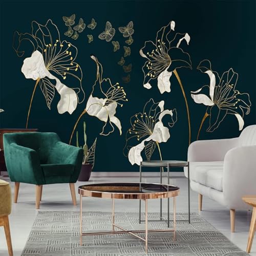 XLMING Kreative Retro Goldene Linie Blume Schmetterling 3D Tapeten Tapete Seidigkeit Home Esszimmer Möbel Sofa Schlafzimmer Wohnzimmer TV Hintergrund-400cm×280cm XLMING Kreative Retro Goldene Linie Blume Schmetterling 3D Tapeten Tapete Seidigkeit Home Esszimmer Möbel Sofa Schlafzimmer Wohnzimmer TV Hintergrund-400cm×280cm von XLMING