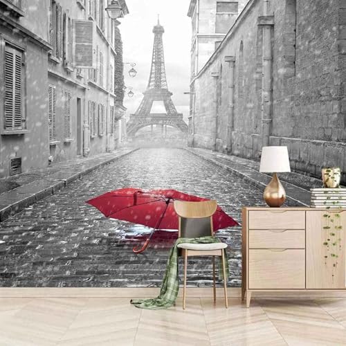 XLMING Kubische Architektur Turm Roter Regenschirm 3D Tapete Premium Strukturierte Seide Speisesaal Arbeitszimmer Wohnzimmer Schlafzimmer Sofa TV Wand-350cm×256cm von XLMING