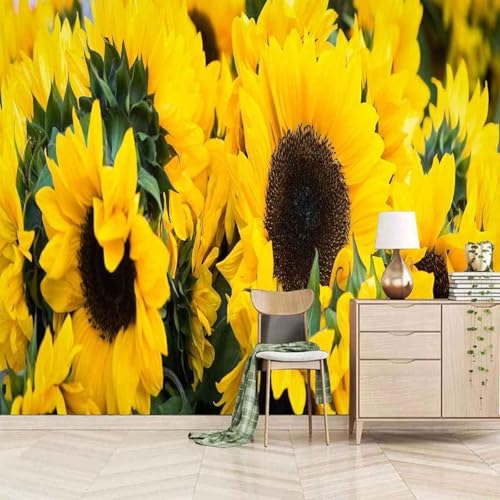 XLMING Kubische Einfache Sonnenblume Kreative Kunst 3D Tapete Premium Strukturierte Seide Speisesaal Arbeitszimmer Wohnzimmer Schlafzimmer Sofa TV Wand-150cm×105cm von XLMING