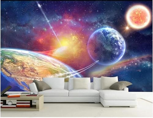 XLMING Minimalistisch Traumhaft ätherisch Sternenhimmel Cartoon Planet 3D Tapete Premium Strukturierte Seide Speisesaal Arbeitszimmer Wohnzimmer Schlafzimmer Sofa TV Wand-430cm×300cm von XLMING