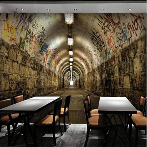 XLMING Retro Handgemalt Graffiti Tunnel Erweiterter Raum 3D Tapete Premium Strukturierte Seide Speisesaal Arbeitszimmer Wohnzimmer Schlafzimmer Sofa TV Wand-400cm×280cm XLMING Retro Handgemalt Graffiti Tunnel Erweiterter Raum 3D Tapete Premium Strukturierte Seide Speisesaal Arbeitszimmer Wohnzimmer Schlafzimmer Sofa TV Wand-400cm×280cm von XLMING