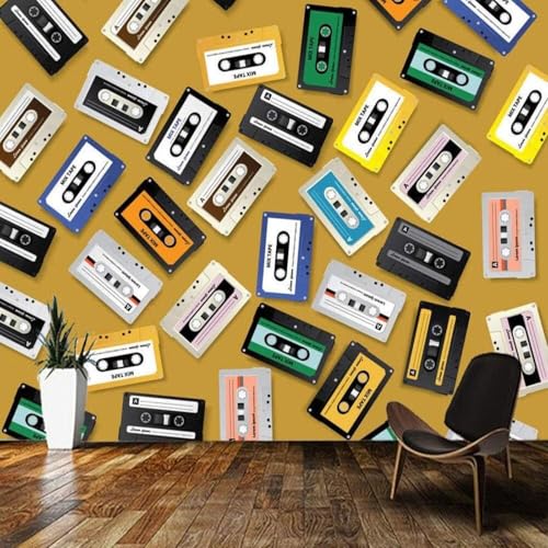 XLMING Retro Kunst Bunt Kassette 3D Tapete Premium Strukturierte Seide Speisesaal Arbeitszimmer Wohnzimmer Schlafzimmer Sofa TV Wand-150cm×105cm XLMING Retro Kunst Bunt Kassette 3D Tapete Premium Strukturierte Seide Speisesaal Arbeitszimmer Wohnzimmer Schlafzimmer Sofa TV Wand-150cm×105cm von XLMING