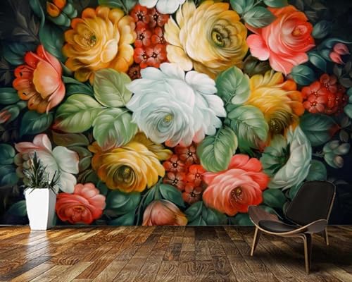 XLMING Schöne Dreidimensionale Pflanzen Mit Mehrfarbigen Blüten 3D Tapete Hochwertige Strukturierte Seide Wohnzimmer Sofa Schlafzimmer Esszimmer Home Dekoration-400cm×280cm von XLMING