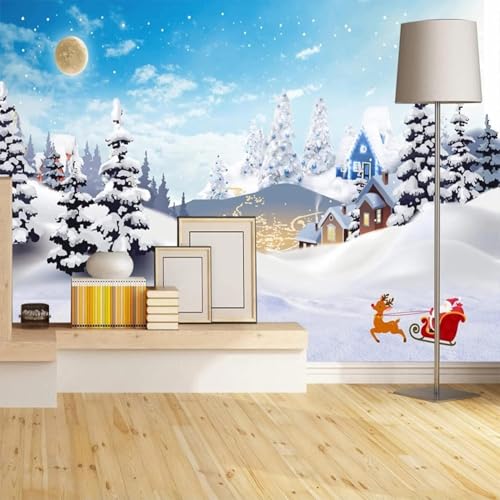 XLMING Schöner Winter Wald Schnee Szene Haus 3D Tapeten Tapete Seidigkeit Home Esszimmer Möbel Sofa Schlafzimmer Wohnzimmer TV Hintergrund-200cm×140cm von XLMING