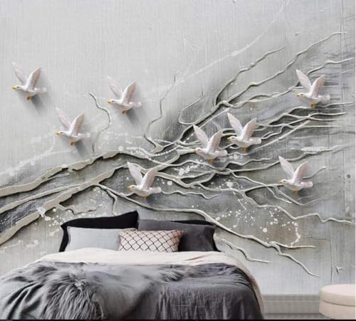 XLMING Stereokunst Relieflinie Baum Vogel 3D Tapete Hochwertige Strukturierte Seide Wohnzimmer Sofa Schlafzimmer Esszimmer Home Dekoration-400cm×280cm XLMING Stereokunst Relieflinie Baum Vogel 3D Tapete Hochwertige Strukturierte Seide Wohnzimmer Sofa Schlafzimmer Esszimmer Home Dekoration-400cm×280cm von XLMING